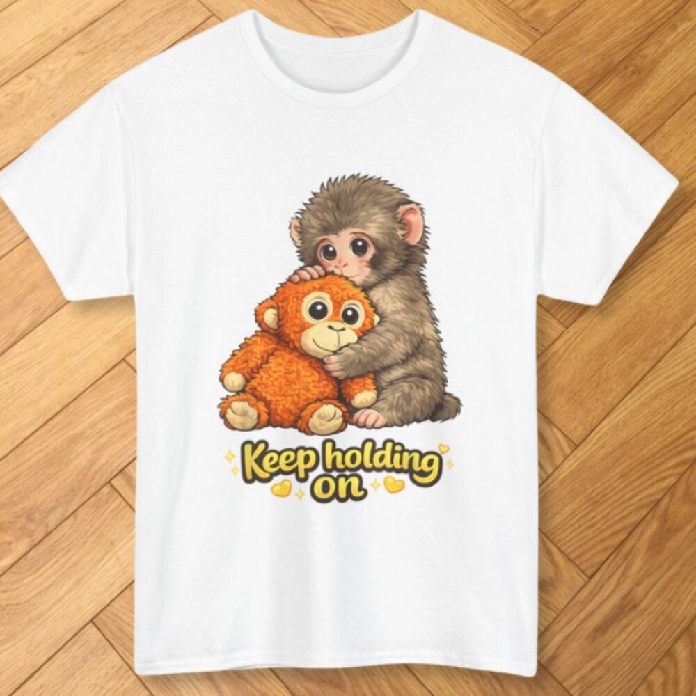 Punch Monkey with Teddy Bear Monkeys Lovers White T-Shirt